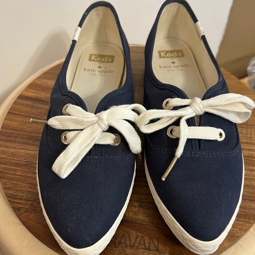 kate spade navy pointed toe keds - limited edition
